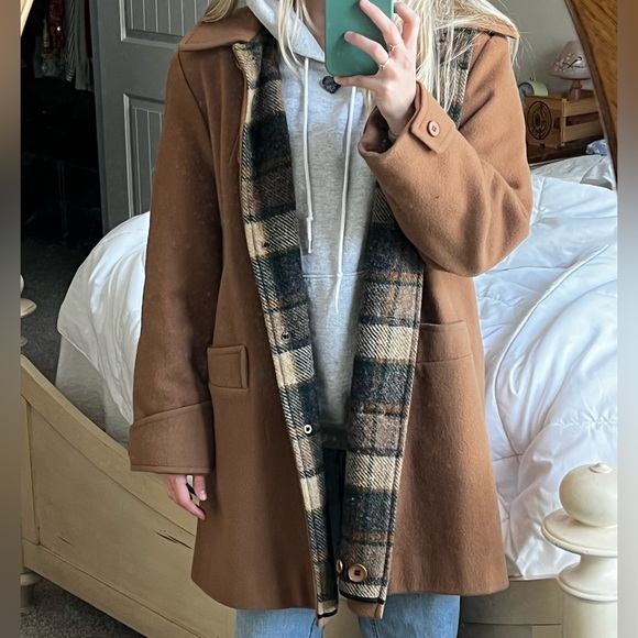 Vintage 70s - 80s Plaid Wool Penguin Coat - Picture 4 of 13